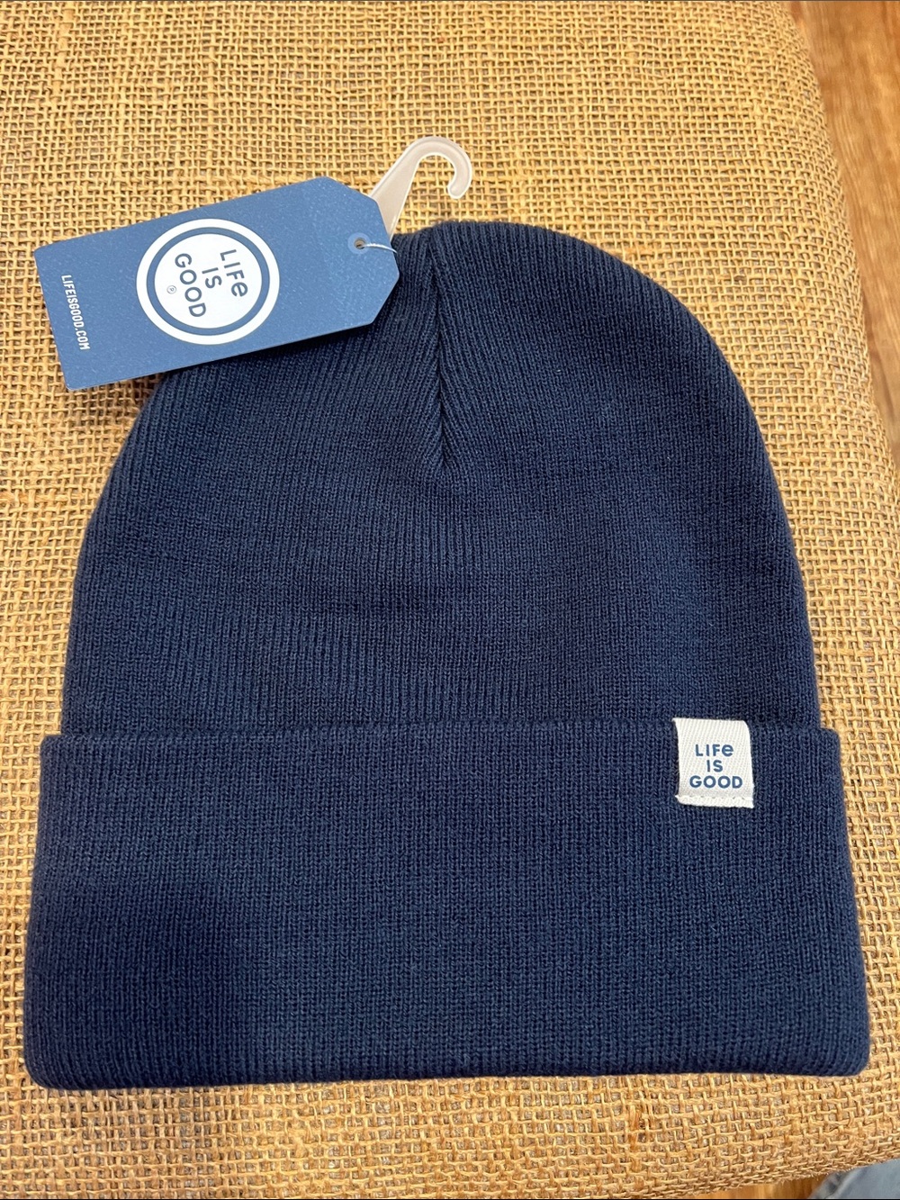 Life Is Good Kids Navy Knit Beanie - Fold-Over Cuff